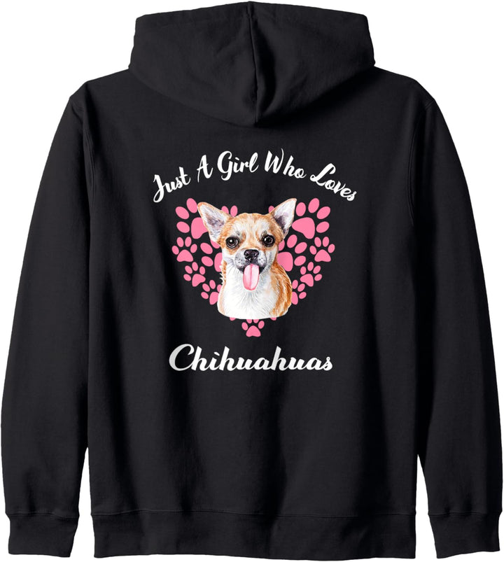 Just A Girl Who Loves Chihuahuas Hunde Süsser Welpe Kapuzenjacke