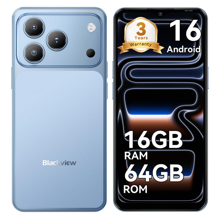 Blackview Wave 7C Smartphone Ohne Vertrag, Android 16 Smartphones 32MP+13MP KI Kamera, 16GB+64GB/2TB