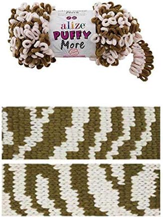 10 x 150g Strickgarn Alize Puffy More Color, Fingerstrick-Wolle Stricken ohne Nadel Farbwahl, Farbe: