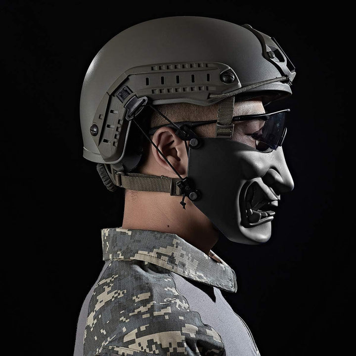 AOUTACC Airsoft Half Face Masks, Evil Demon Monster Kabuki Samurai Hannya Oni Half Face Protective M