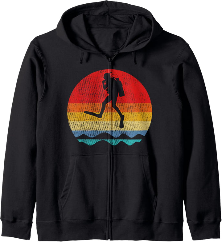 Retro Vintage Sunset Scuba Diving Diver Kapuzenjacke