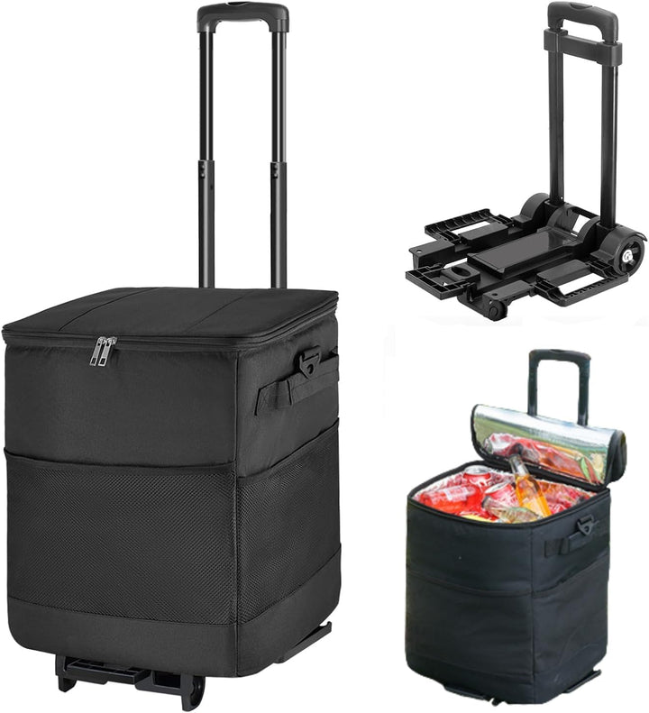 ZHJINGYU Kühlbox mit Rollen mit Picknicktasche & Kühltasche gross - 40L Kühlbox Faltbar mit Räder |