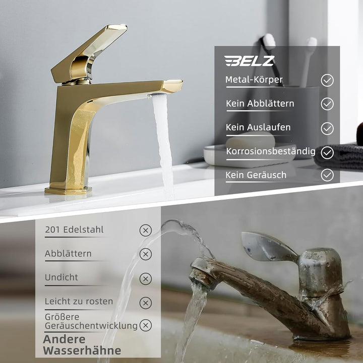 BELZ Wasserhahn Bad, Einhandmischer Waschtischarmatur, Armatur Badezimmer, Mischbatterie Waschbecken