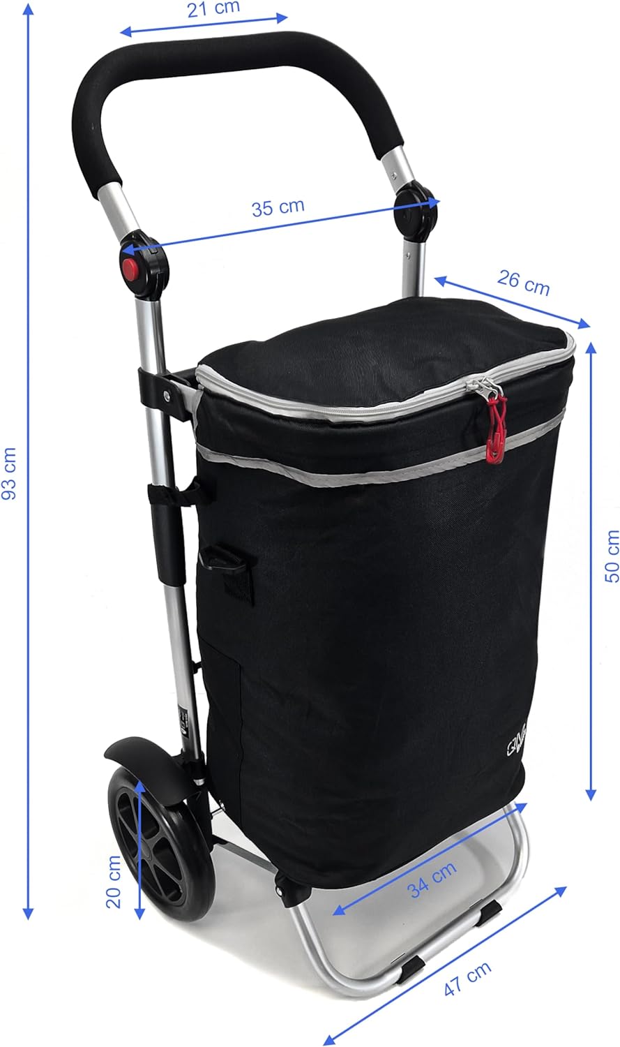 Einkaufstrolley Black-Line klappbar mit Kühlfach | Treppensteiger Shopping-Trolley Roller, grosse Ka