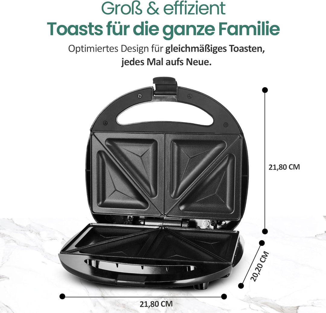 Emerio Doppel Sandwich Maker, BPA frei, klassische Form für dreieckiges Sandwich, leicht zu reinigen