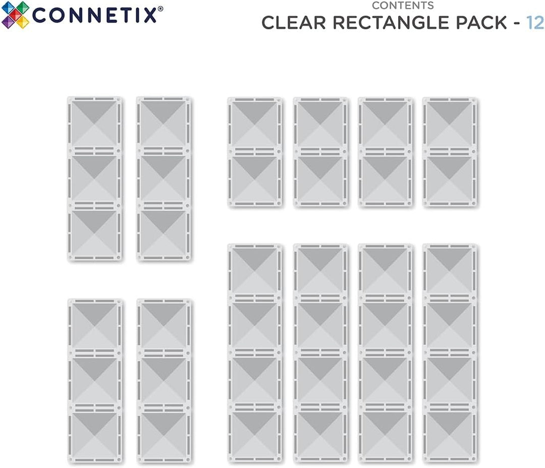 CONNETIX Magnetische Fliesen Klar Rechteckpackung, 12 Stück
