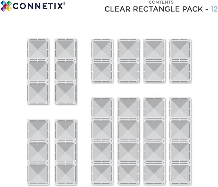 CONNETIX Magnetische Fliesen Klar Rechteckpackung, 12 Stück