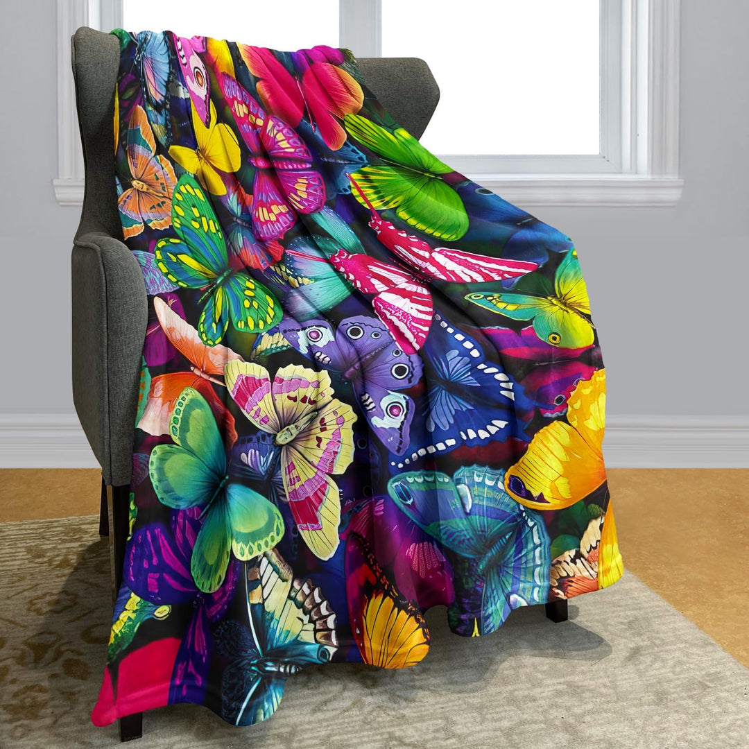 YISUMEI - 150 x 200 cm Decke - Bunte Schmetterlings Schönheits Natur Fleecedecke,Kaschmir-Gefühl Kus