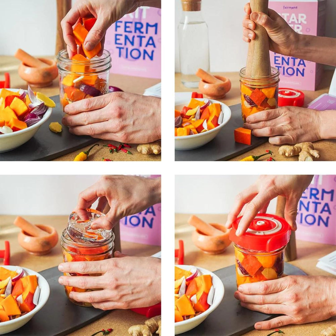 Fairment 4er Set Glas-Gewichte zur Fermentation von Sauerkraut, Kimchi, Gurken usw. Beschwerungsstei