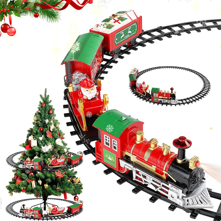 Elektrischer Zug Set für Kinder,Weihnachtszug um den Weihnachtsbaum,Eisenbahn Schienen Zug Set,Eisen