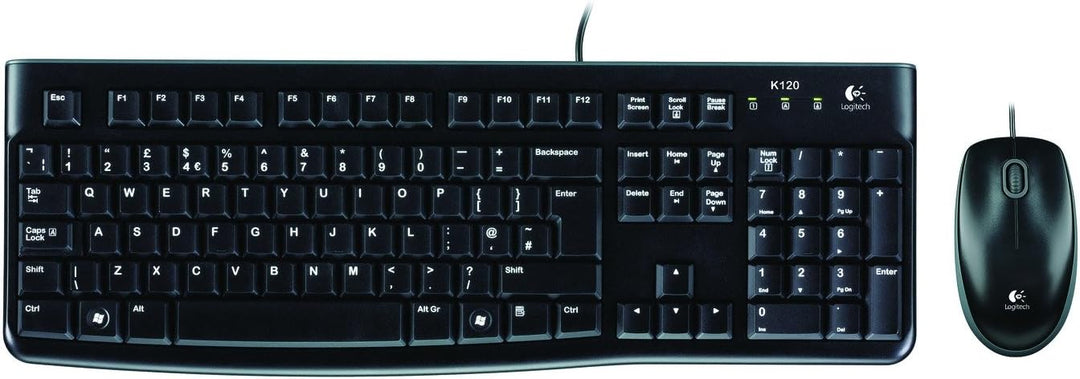 Logitech MK120 Kabelgebundenes Set mit Tastatur und Maus für Windows, Spanisches QWERTY-Layout - Sch