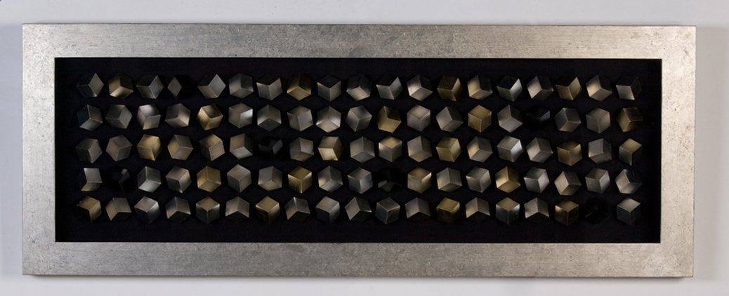 Casablanca Bild XL - Wand Deko Objekt - Cubes - Holz/Glas, silberfarbener Rahmen - 160 x 60 cm