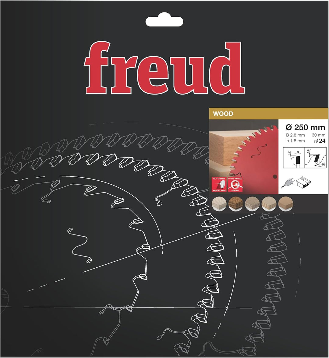 Freud Kreissägeblatt für Holz, 250 x 30 mm, 24 Zähne FR23W001T