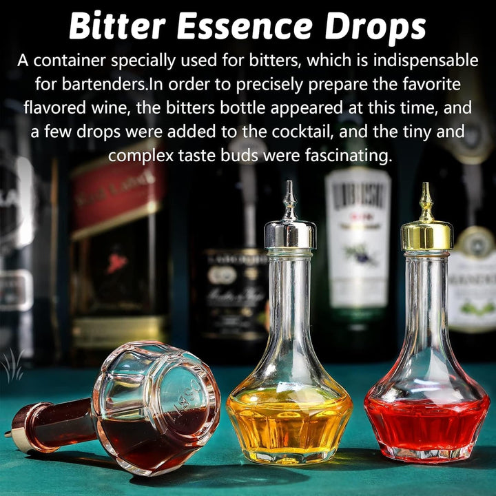 Suprobarware Bitters Bottle Set von 3 Glas-Bitter-Flaschen mit Armaturenbrett, 50 ml, ideal für Bark