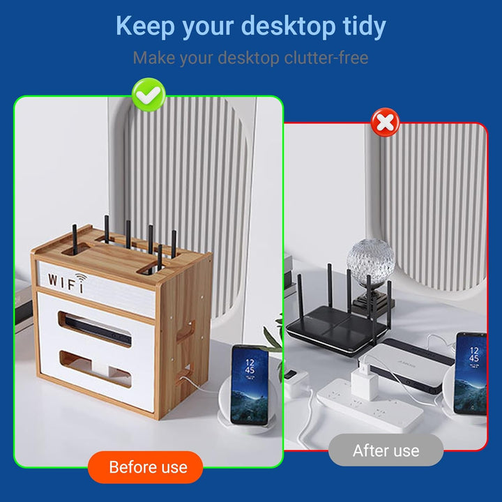 Catekro Router Regal, Etagere Pour Decodeur, Holz WiFi Router Aufbewahrungsbox Wandregale (Braun-Hol