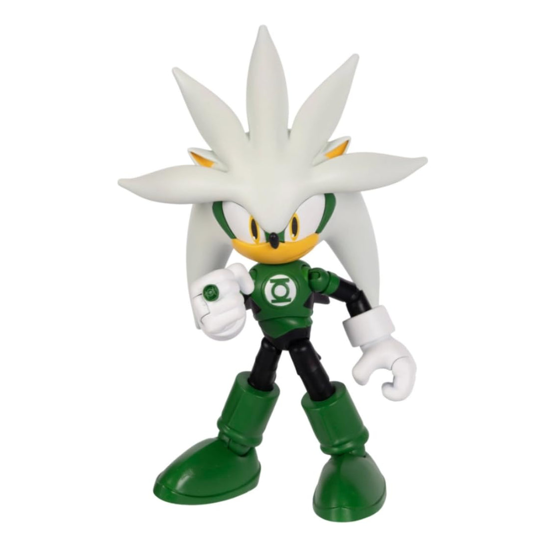 Sonic The Hedgehog DC x Sonic Silver als Green Lantern, 13 cm grosse Actionfigur, offiziell lizenzie