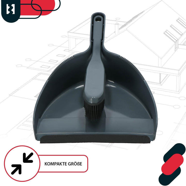 KOTARBAU® Handkehrset Handfeger mit Gummiborsten + Kehrschaufel mit Gummilippe für Schmutz Staub Fel