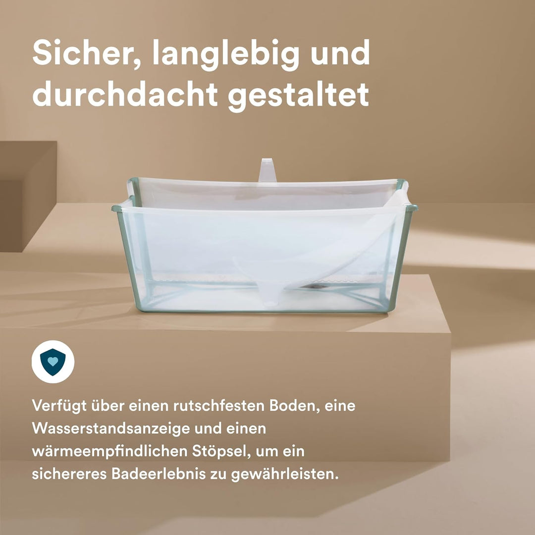 Stokke Flexi Bath (Transparent Green) mit Newborn Support - Robust & einfach zu verstauen - Bequem f