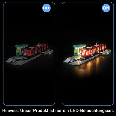 LocoLee Licht Kompatibel mit Lego City 60423 Strassenbahn mit Haltestelle, Nur Lichter Set - Kein Mo