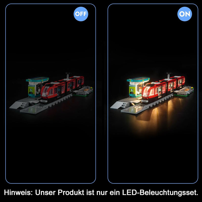 LocoLee Licht Kompatibel mit Lego City 60423 Strassenbahn mit Haltestelle, Nur Lichter Set - Kein Mo