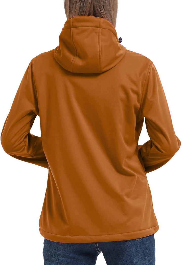 ATLASLAVA Damen Softshelljacke Wasserdichte Atmungsaktive Leichte Fleece Kapuze Übergangsjacke Laufe