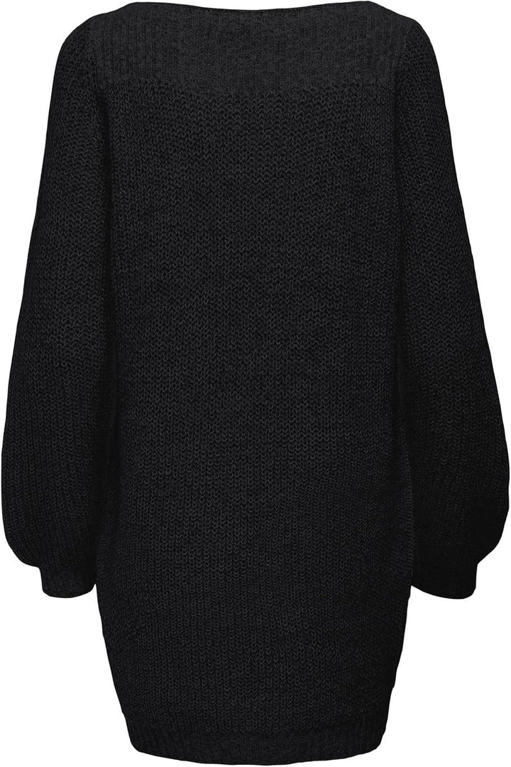JdY Damen Jdywhitney Megan L/S Boat Dress KNT Noos Kleid M Schwarz, M Schwarz