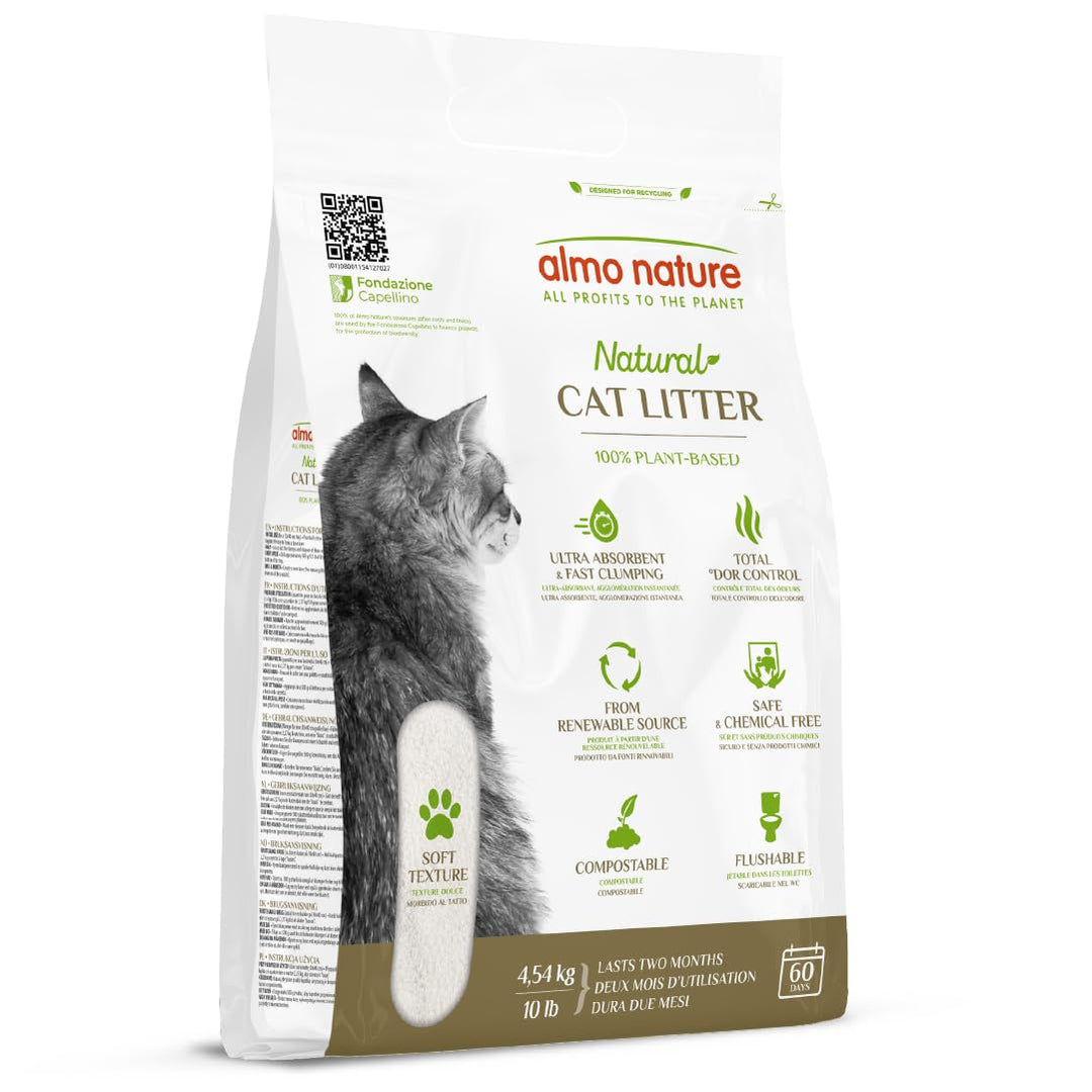 Almo Nature Natural Cat Litter Soft Texture - Klumpende Katzenstreu, 100% pflanzlich, biologisch abb