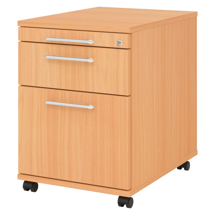 Bümö® Rollcontainer mit 2 Schüben & Schloss | Bürocontainer aus Holz | Tischcontainer mit Hängeregis