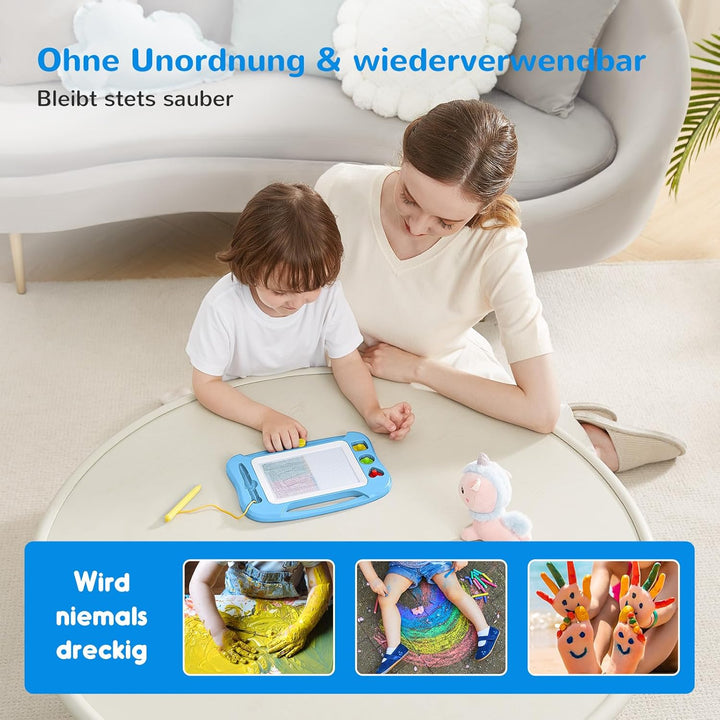SGILE Magnetische Maltafel Zaubertafel Kinder, 25×18 cm Magnet Magnettafel mit 4 Stempeln, Kreatives