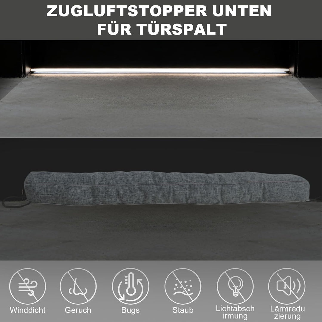 Zugluftstopper für Türen, Tür Zugluftstopper mit Granulatfüllung, Winddichter Türstopper aus Polyest