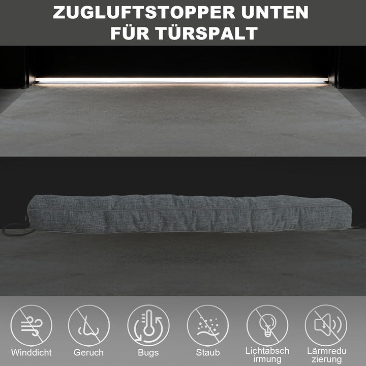 Zugluftstopper für Türen, Tür Zugluftstopper mit Granulatfüllung, Winddichter Türstopper aus Polyest