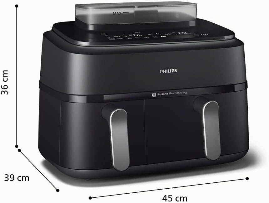 Philips Steam Airfryer 5000 Series Dual Basket Heissluftfritteuse mit Dampfgar-Funktion &amp; 2 Körben –