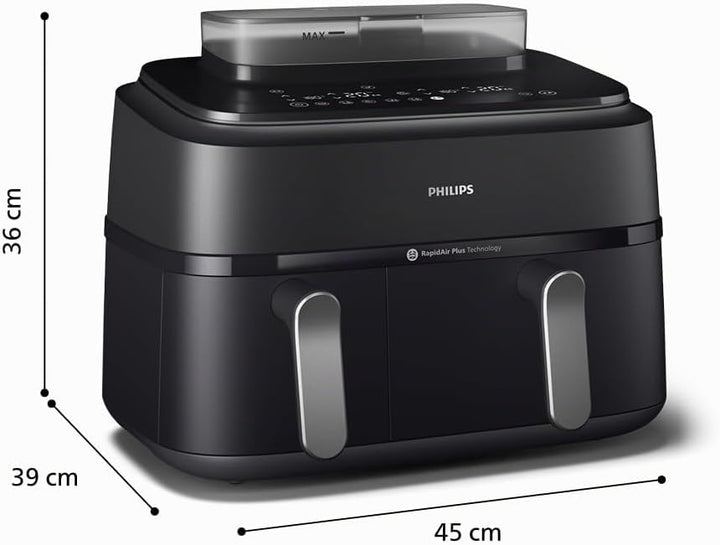 Philips Steam Airfryer 5000 Series Dual Basket Heissluftfritteuse mit Dampfgar-Funktion &amp; 2 Körben –