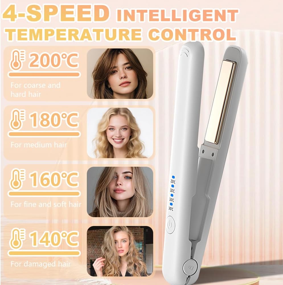 Mini Glätteisen Kabellos, 2 in 1 Reise Glätteisen Mini mit 4 Temperaturen Glätteise-n Locken und Glä