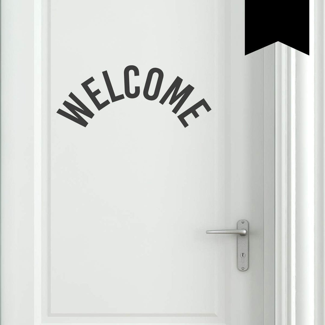 WC Türaufkleber - Welcome (Rundbogen) - 50 x 20 cm - Schwarz - Wähle aus 4 Grössen & 35 Farben 50 x