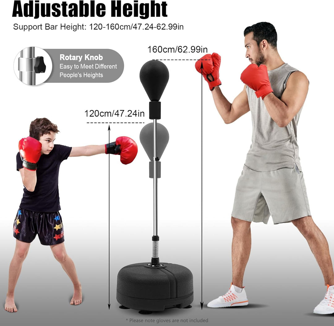 Punchingball Boxsack mit Ständer Höhenverstellbarer 120-160 cm, Standbox-Trainer Standboxball Speedb