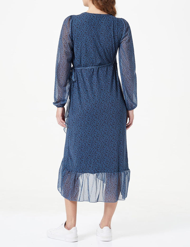 Noppies Maternity Damen Dress Olathe Nursing Longs Sleeve Allover Print Kleid, Coronet Blue-P993, L