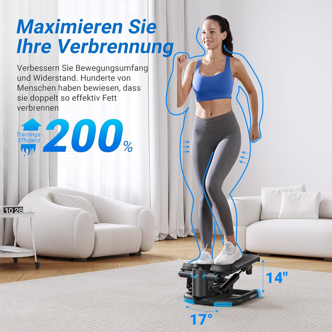 MERACH Mini Stepper für Zuhause, Swing Stepper mit 150 kg Belastung und Widerstandsbändern, Twist St