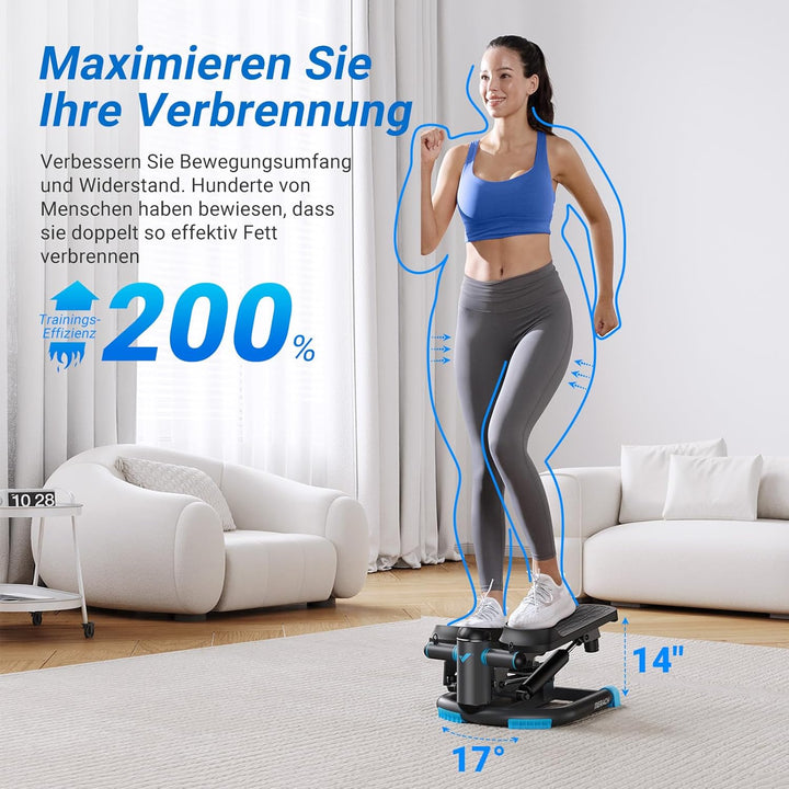 MERACH Mini Stepper für Zuhause, Swing Stepper mit 150 kg Belastung und Widerstandsbändern, Twist St