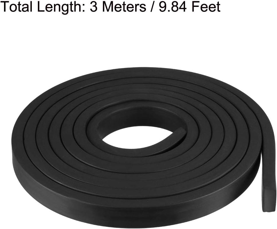 sourcing map Gummidichtung Gummistreifen Massiver Rechteck 20mm Breit, 10 mm Dick, 3 Meter Lang, Sch