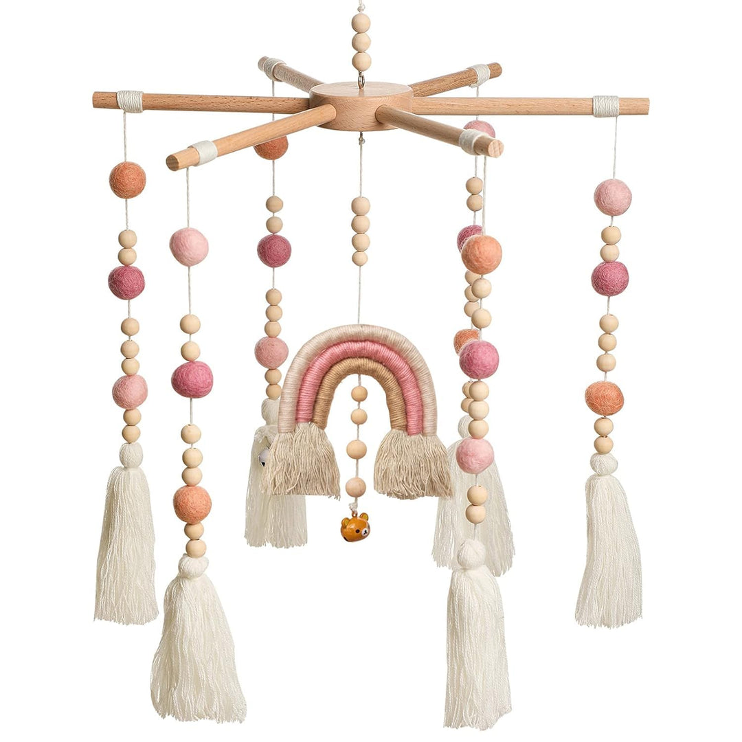 let's make Mobile Baby für Babybett Boho Regenbogen Holz Windspiel Mobile Wickeltisch Zubehör, Neuge
