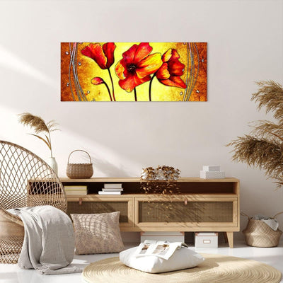 Wandbilder Dekoration Wohnzimmer Blumen Schilder Stiel Linien Panorama Bilder auf Leinwand 120x50cm