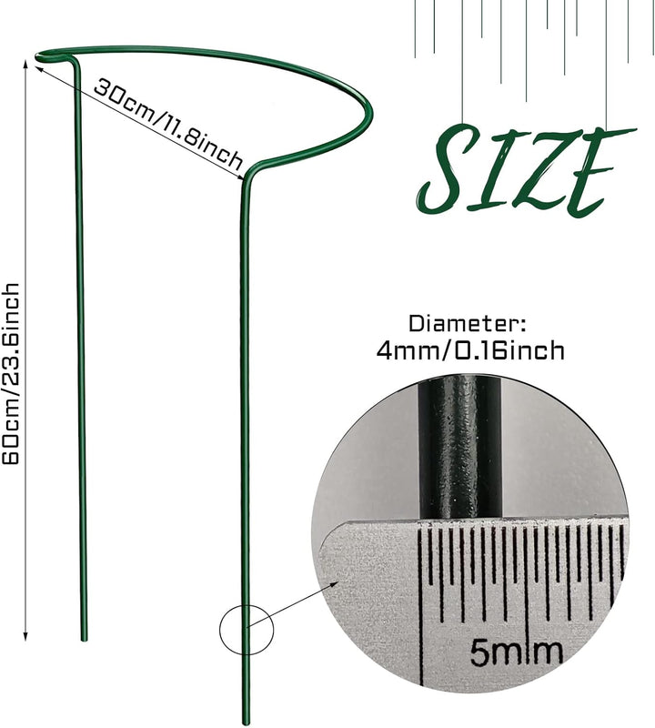 KAZITOO 4 Stück grosse 60cm hohe Bogen Pflanze Stützpfähle, 4mm starker Metallgarten unterstützt grü