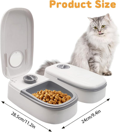 Futterautomat für Katzen, 2 Mahlzeiten Automatischer Futterspender Hunde Katze mit 48 Stunden Timer,
