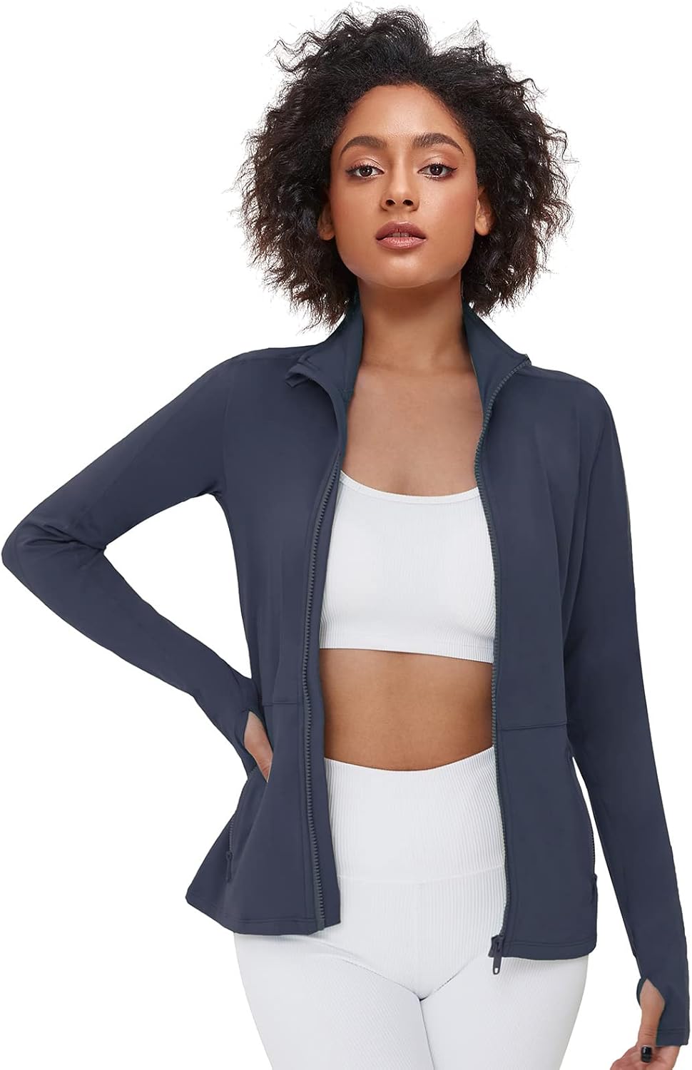 VUTRU Damen Laufjacke Hoher Kragen Leicht Sportjacke Langarm Yoga Shirt Fitness Jacke Atmungsaktive