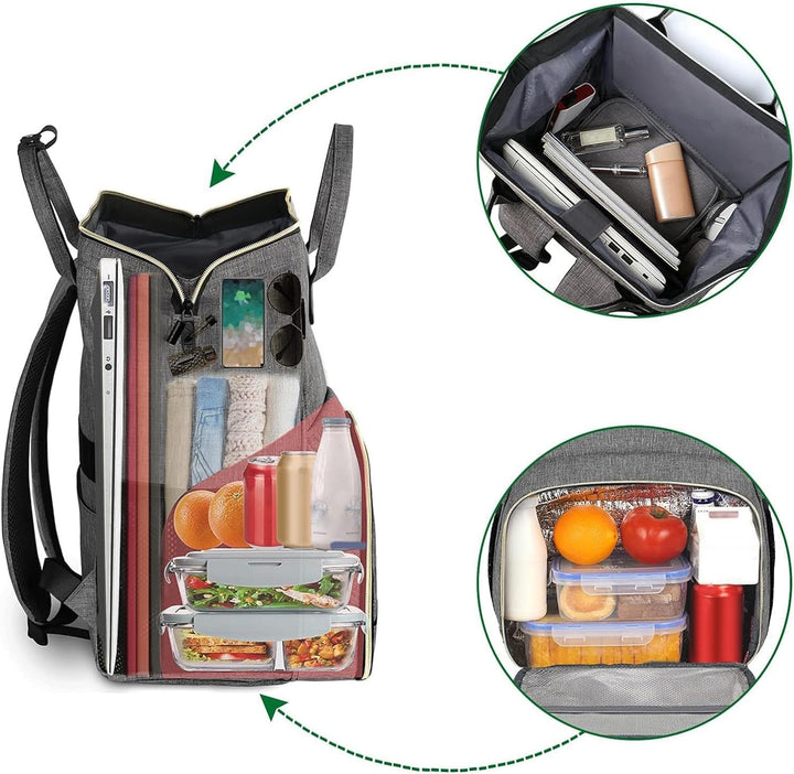 MATEIN Laptop Lunch Rucksack, 17" Picknick Rucksack für Damen und Herren mit isoliertem Kühlfach, Wa