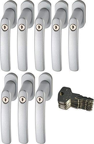 ABUS 442582 FG200 S SB abschliessbarer Fenstergriff, silber (-grau) im Set 8 Stück