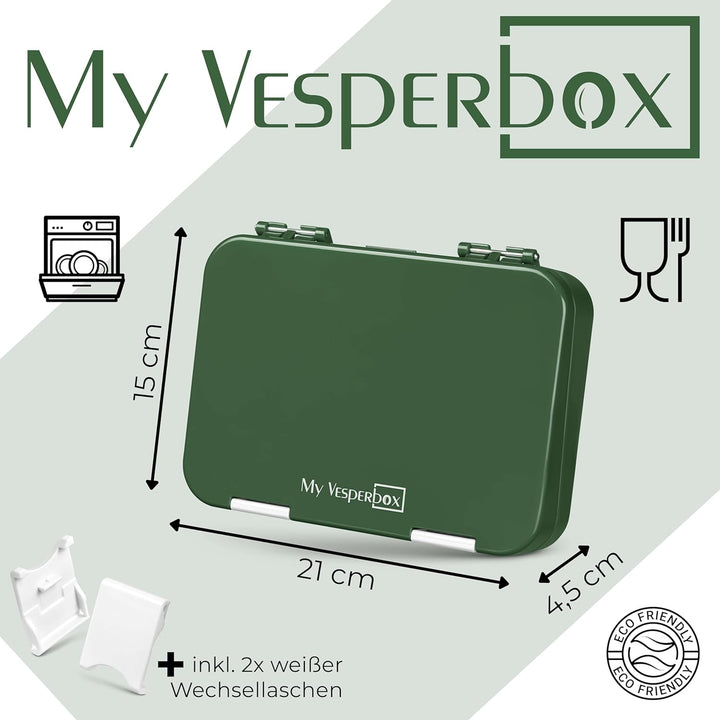 My Vesperbox® Brotdose für Kinder mit Fächern [LEN] - Lunchbox mit Trennfächern - Bento Box - Jausen