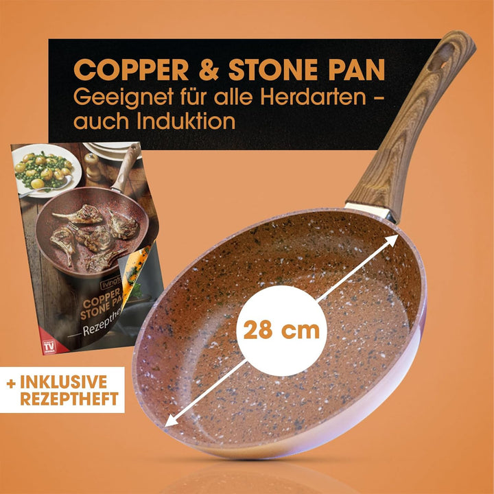 Livington Copper &amp; Stone Pan - Pfanne 28 cm - Bratpfanne Induktion für alle Herdarten - kratzfest, a