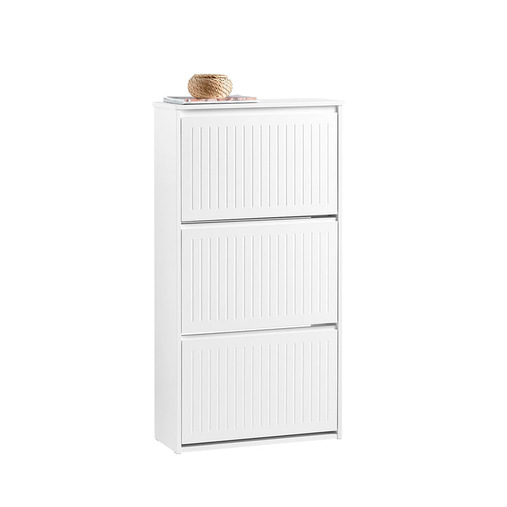 SoBuy Schuhkipper mit 3 Klappen Schuhablage Schuhschrank schmal Schuhregal mit 6 Ablageflächen Schuh
